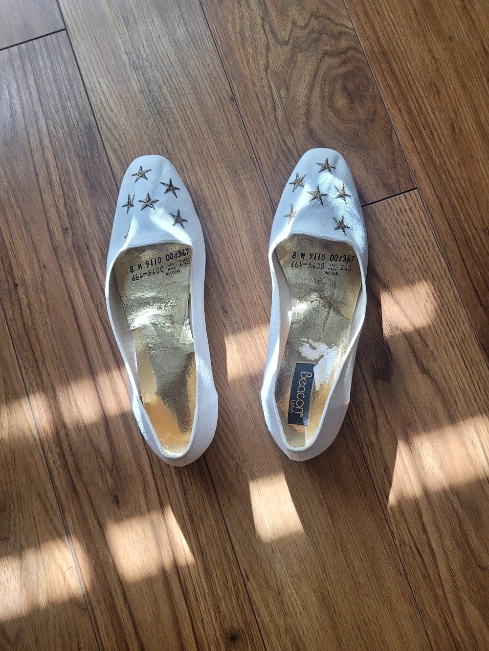 Beacon White Ballet Flats with Gold Star Accents